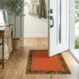 Orange Pinecone and Needle Border Area Rug