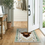 Brown and Tan Highland Cow Heritage Tribal Area Rug