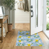 Lemon Blossom Blue Area Rug