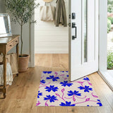 Blue Floral Vine Cream Area Rug