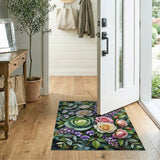Lush Floral Bouquet Area Rug with Roses Cabbage