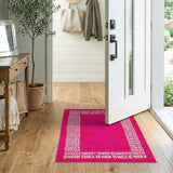 Bold Pink 'SWEAT' Text Geometric Area Rug