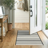 Black Beige Horizontal Striped Area Rug