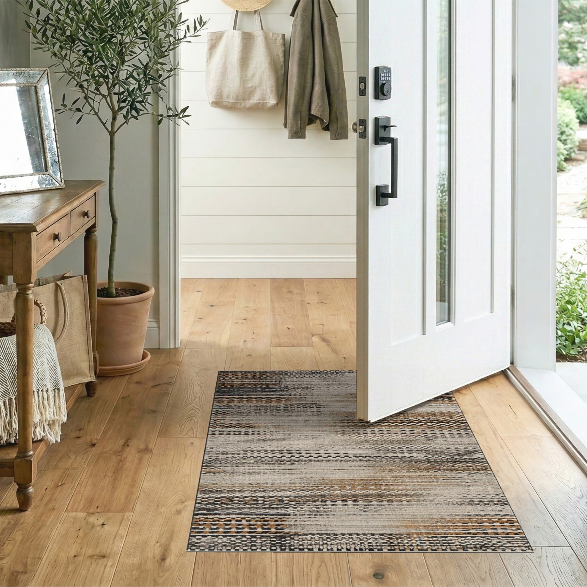 Brown Tan Distressed Abstract Area Rug