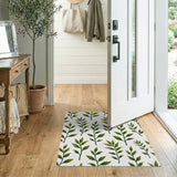 Green Leaves Foliage Pattern Area Rug