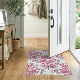 Pink Leaf and Berry Floral Area Rug