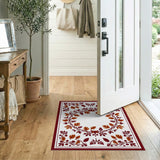 Red Berry Vine Ornate Border Rug