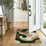 Modern Abstract Green Swirl Area Rug