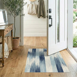 Blue and Teal Blue Teal Distressed Striped Area Rug
