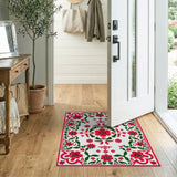 Red Floral Border Persian Area Rug