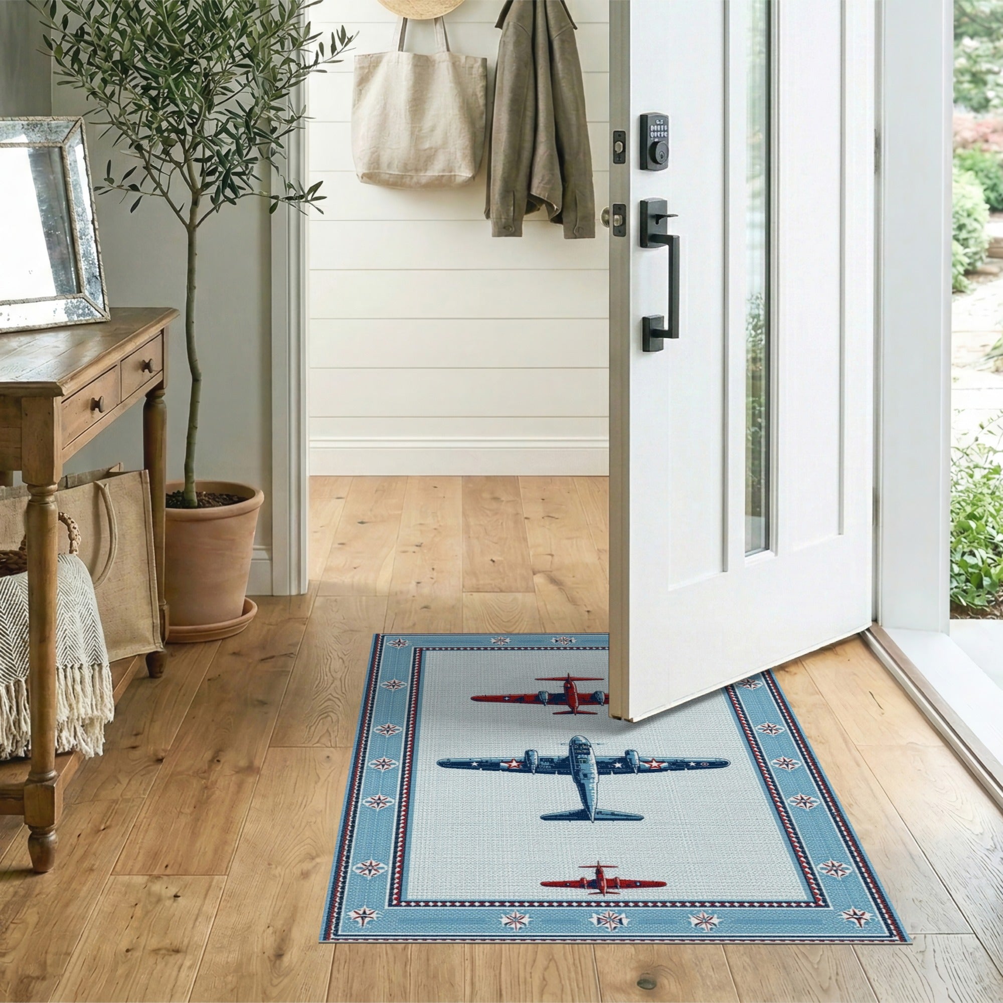 Vintage WWII Bomber Airplane Area Rug