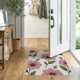 Pink Hibiscus Floral Area Rug