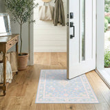 Light Blue Floral Vintage Area Rug