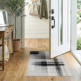 Abstract Geometric Grid Area Rug in Black White