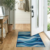 Blue and Teal Ocean Waves Blue Teal Area Rug