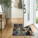 Artistic Grey Tabby Cats Pattern Area Rug