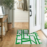 Vibrant Green Geometric Abstract Geometric Modern Area Rug