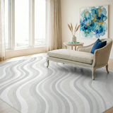 Abstract Area Grey Wavy Lines Abstract Area Rug