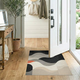 Black and White Abstract Wavy Black White Area Rug