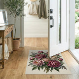 Vintage Pink Peony Bouquet Area Rug