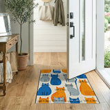 Multi-color and Patterns Whimsical Cartoon Cats Area Rug
