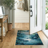 Serene Blue Forest Lake Area Rug