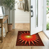 Radiant Red Starburst Geometric Area Rug