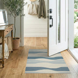 Serene Blue Wave Stripe Area Rug