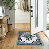 Traditional Persian Ornate Green Medallion Persian Area Rug