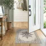 Ornate Floral Mandala Area Rug in Beige