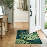 Lush Monstera Leaves Green Boho Chic Area Rug