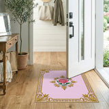 Pink Rose Gold Ornate Floral Vintage Area Rug
