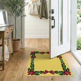 Festive Poinsettia Holly Border Area Rug