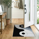 Yin Yang Black White Geometric Geometric Modern Area Rug