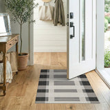 Modern Black White Plaid Check Area Rug