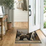 Geometric Grizzly Bear Mountain Landscape Rug