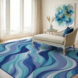 Wavy Blue Teal Abstract No. 2 Area Rug