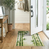 ODIKA Zen Bamboo Forest Washable Rug - Green Watercolor Low Pile Non-Slip Area Rug