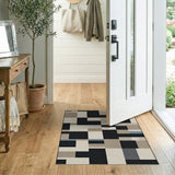 Modern Geometric Block Area Rug in Black Neutral Tones