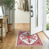 Red Elegant Red Ornate Medallion Rug