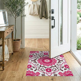 Pink Floral Swirl Vintage Area Rug