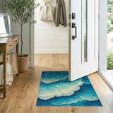 Majestic Blue Ocean Waves with Sailing Boats Area Rug