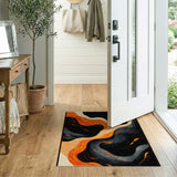 ODIKA Modern Abstract Washable Area Rug - Orange & Black Low Pile Non-Slip
