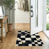 3D Black White Cube Barn Geometric Area Rug