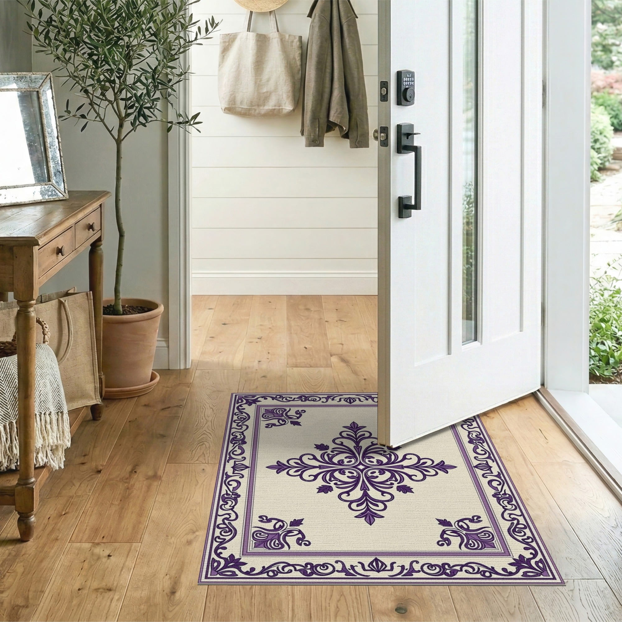 Floral Vintage Purple Purple Ornate Floral Medallion Area Rug