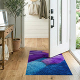 Vibrant Purple Blue Geometric Shag Area Rug