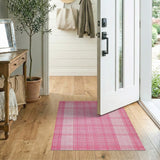 Pink Pink White Gingham Plaid Area Rug