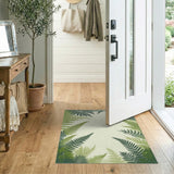 Floral Vintage Lush Green Fern Border Area Rug
