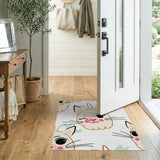 Playful Cartoon Kitty Faces Area Rug