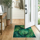 Lush Monstera Palm Leaf Green Area Rug